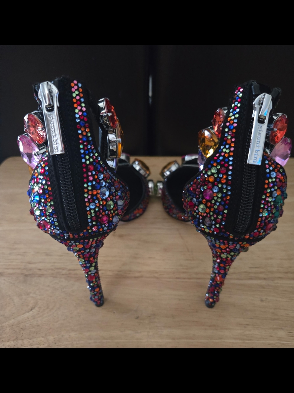 Gianni Bini Oaklynn Suede Rainbow Rhinestone Jeweled Ankle Sandals Size 7 - Picture 6 of 9
